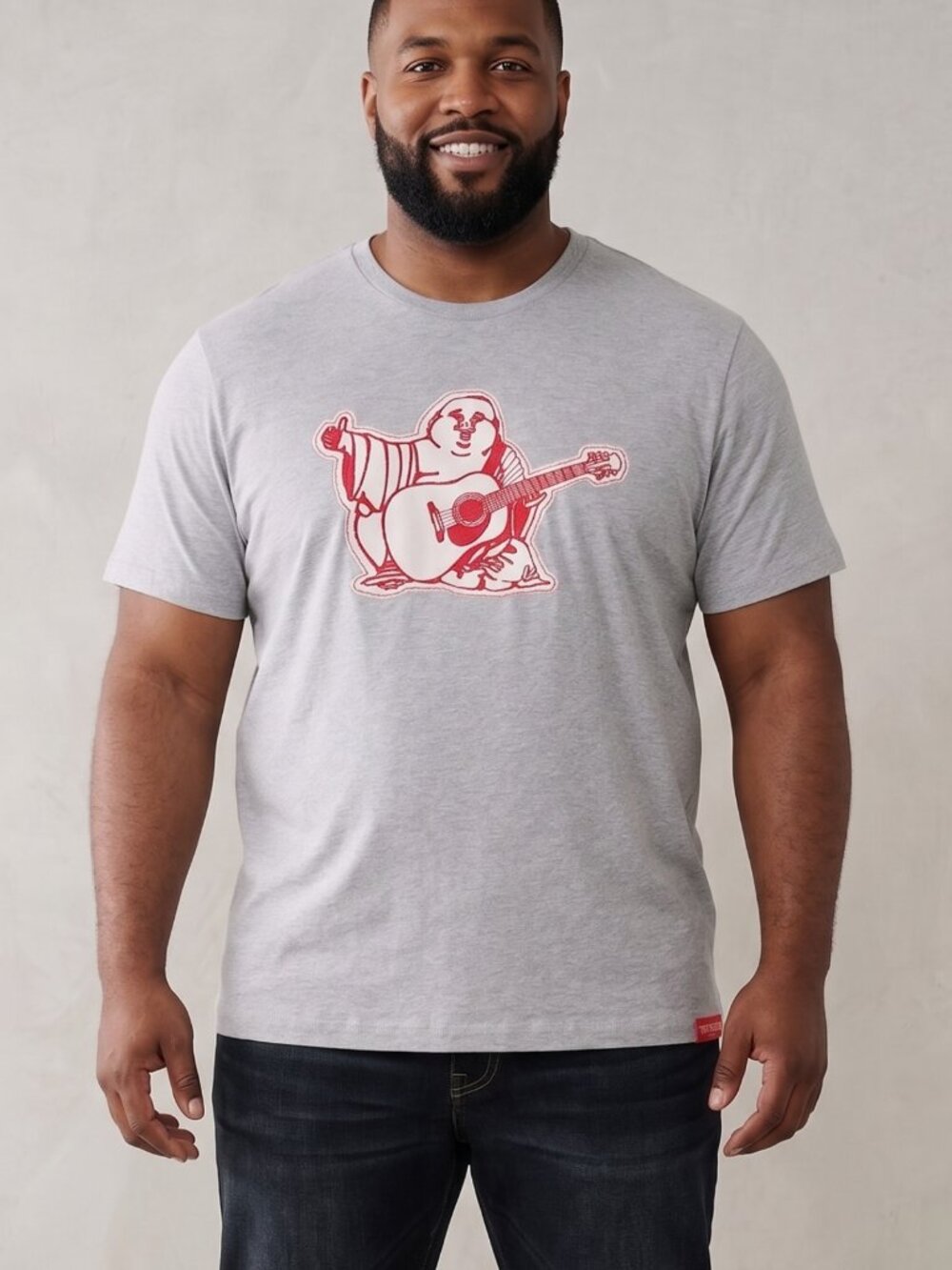 NWOT | True Religion Grey Red Buddha Guitar Graphic Crew Neck Tee 3XL